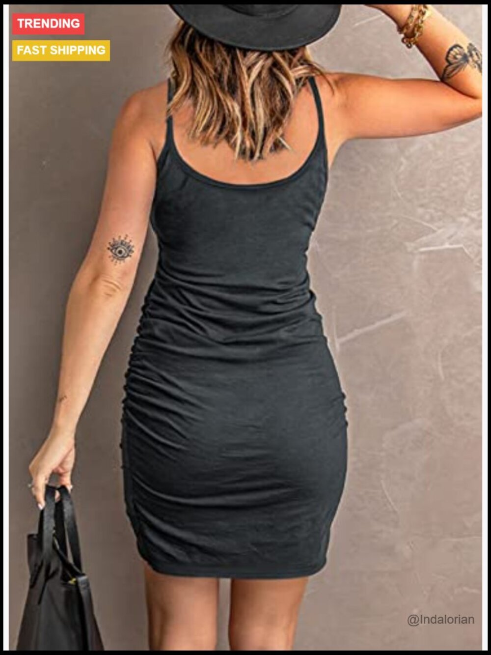 Spaghetti Strap Wrap Mini Dress Bodycon Sleeveless Summer Sundress - Picture 2 of 7